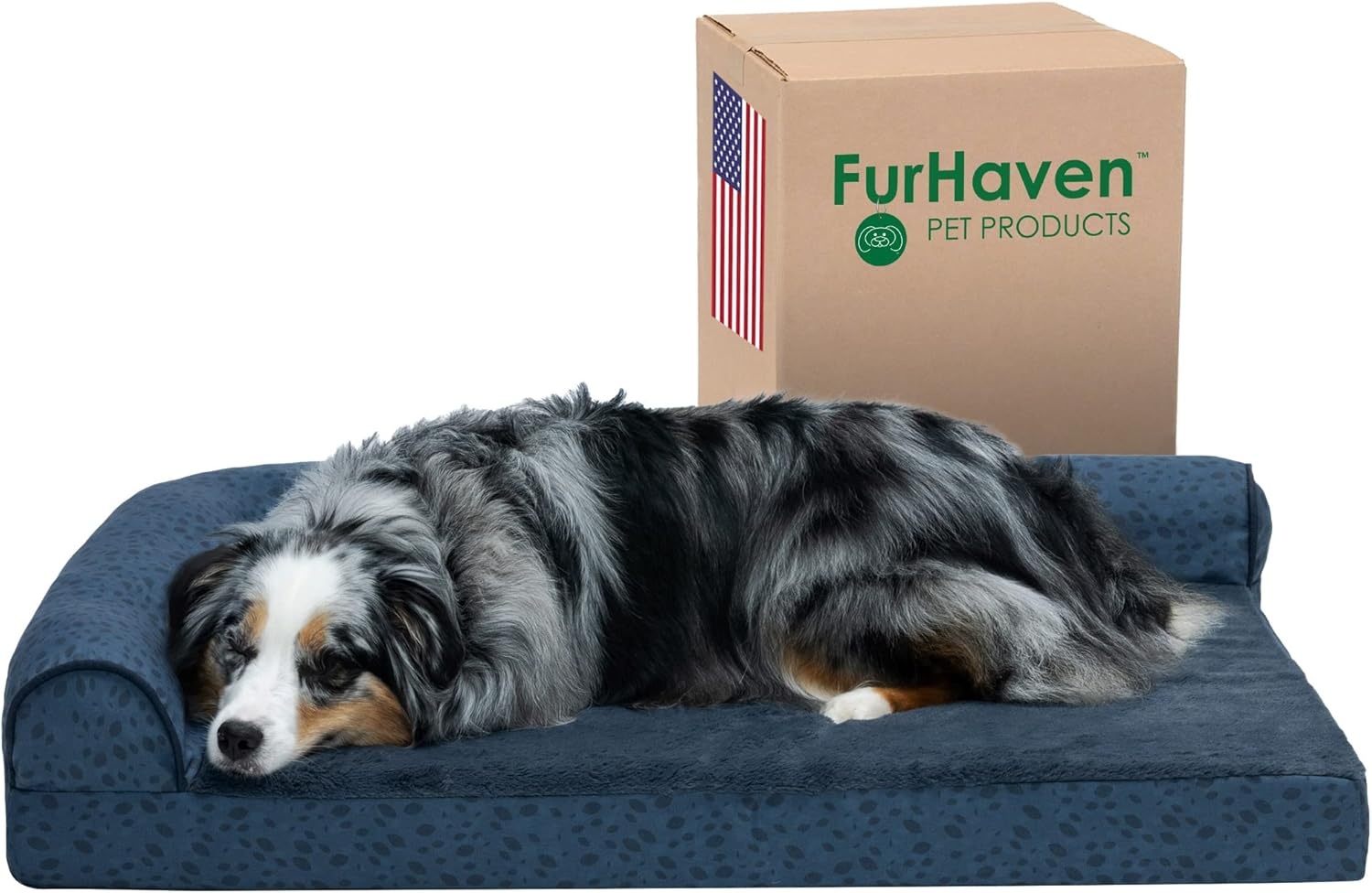 image:imageFurhaven Cooling Gel Dog Bed for Large Dogs w Removable Bolsters amp Washable Cover For Dogs Up to 125 lbs TwoTone Plush Faux Fur amp Suede L Shaped Chaise Espresso Jumbo PlusXXLPlush Almond Print Blue Almonds