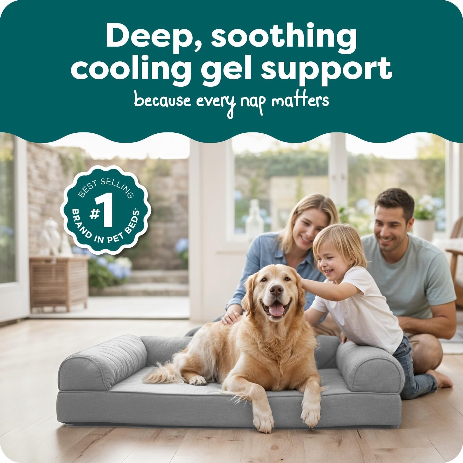 image:imageFurhaven Cooling Gel Dog Bed for Large Dogs w Removable Bolsters amp Washable Cover For Dogs Up to 125 lbs TwoTone Plush Faux Fur amp Suede L Shaped Chaise Espresso Jumbo PlusXXLTwoTone Faux Fur Suede Stone Gray