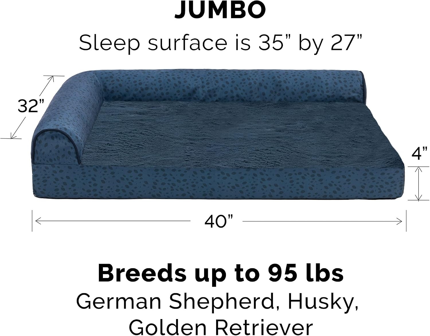 image:imageFurhaven Cooling Gel Dog Bed for Large Dogs w Removable Bolsters amp Washable Cover For Dogs Up to 125 lbs TwoTone Plush Faux Fur amp Suede L Shaped Chaise Espresso Jumbo PlusXXLPlush Almond Print Blue Almonds