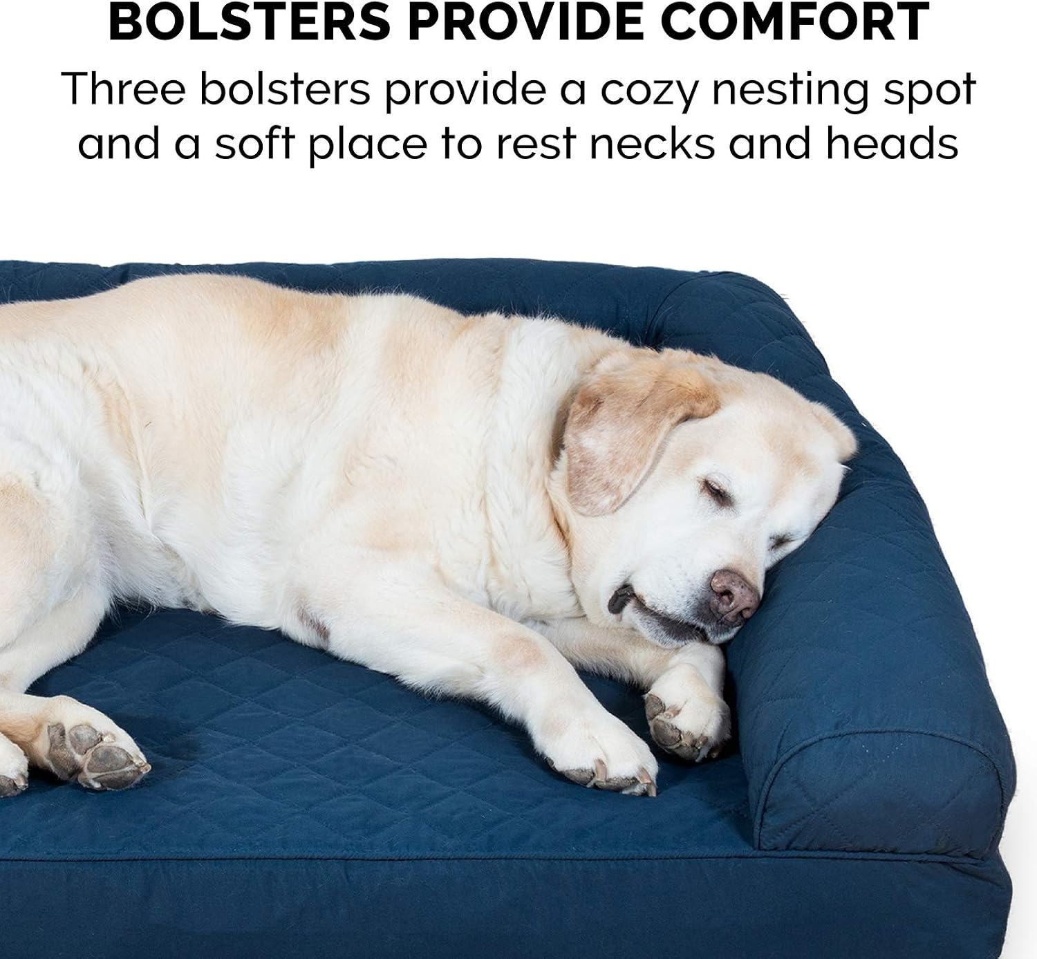 image:imageFurhaven Cooling Gel Dog Bed for Large Dogs w Removable Bolsters amp Washable Cover For Dogs Up to 95 lbs Luxe Faux Fur amp Performance Linen Sofa Charcoal JumboXLNavy Blue