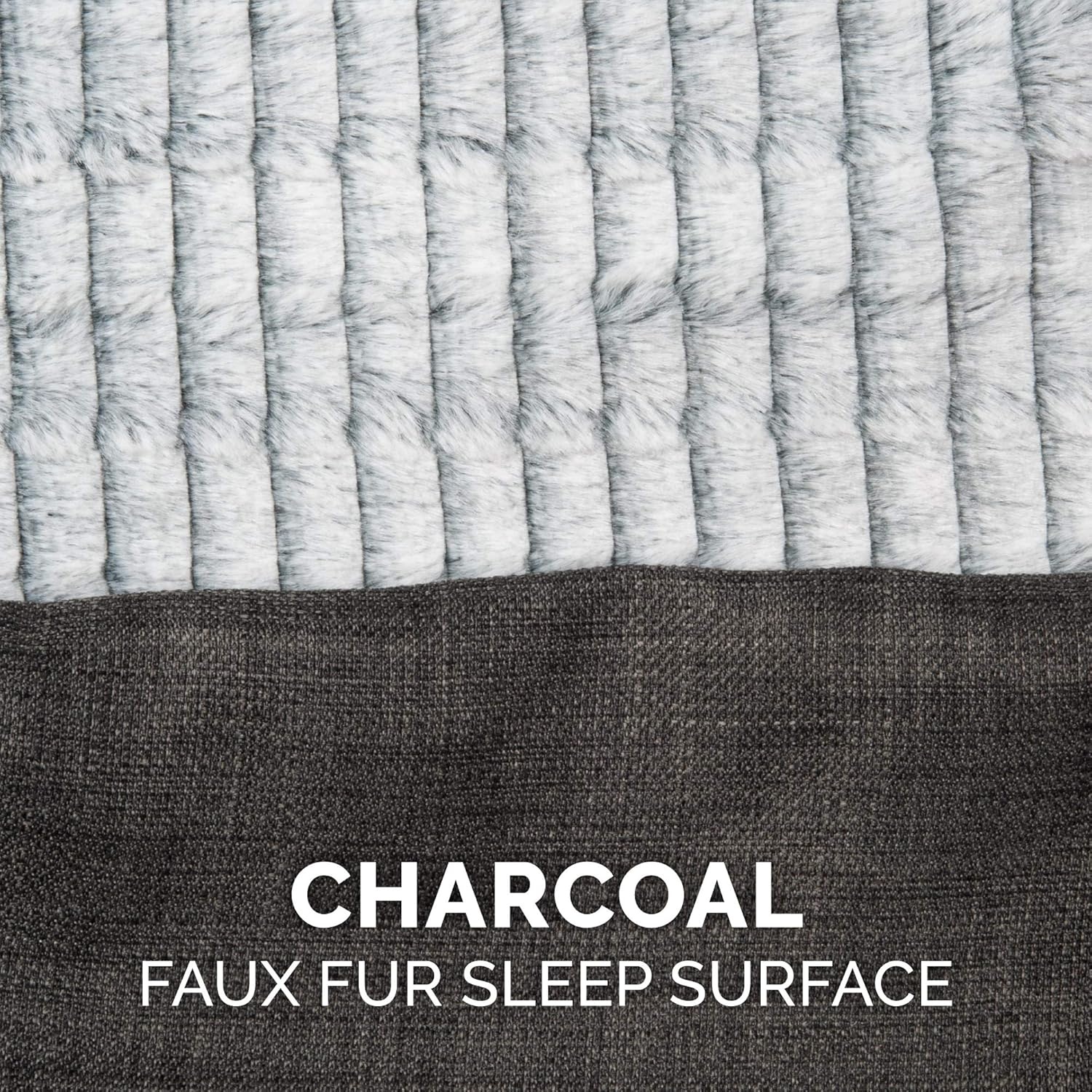 image:imageFurhaven Cooling Gel Dog Bed for Large Dogs w Removable Bolsters amp Washable Cover For Dogs Up to 95 lbs Luxe Faux Fur amp Performance Linen Sofa Charcoal JumboXLCharcoal