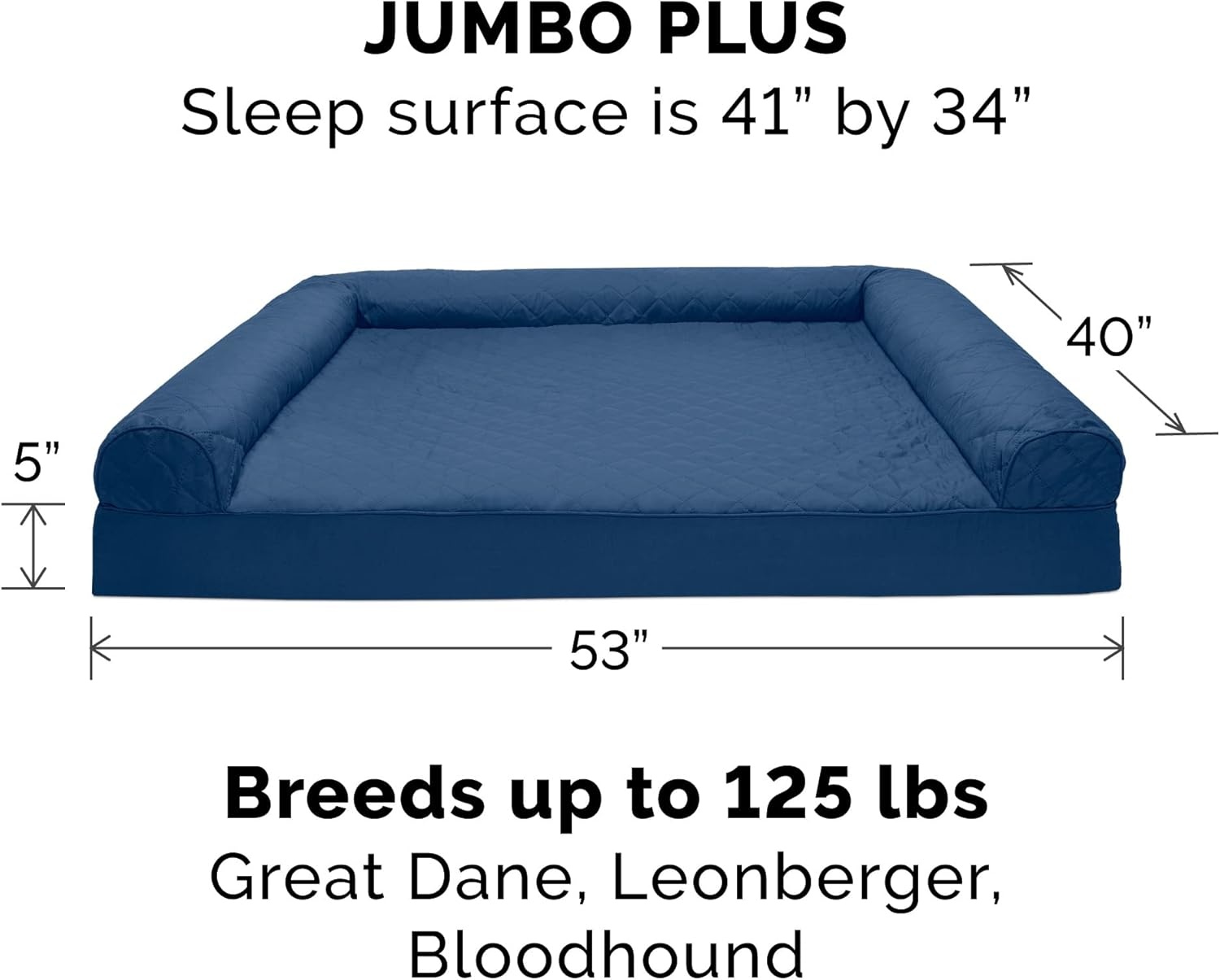 image:imageFurhaven Cooling Gel Dog Bed for Large Dogs w Removable Bolsters amp Washable Cover For Dogs Up to 95 lbs Luxe Faux Fur amp Performance Linen Sofa Charcoal JumboXLNavy Blue