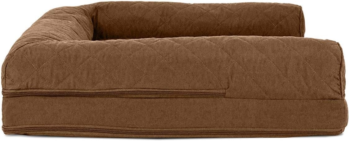 image:imageFurhaven Cooling Gel Dog Bed for Large Dogs w Removable Bolsters amp Washable Cover For Dogs Up to 95 lbs Luxe Faux Fur amp Performance Linen Sofa Charcoal JumboXLToasted Brown