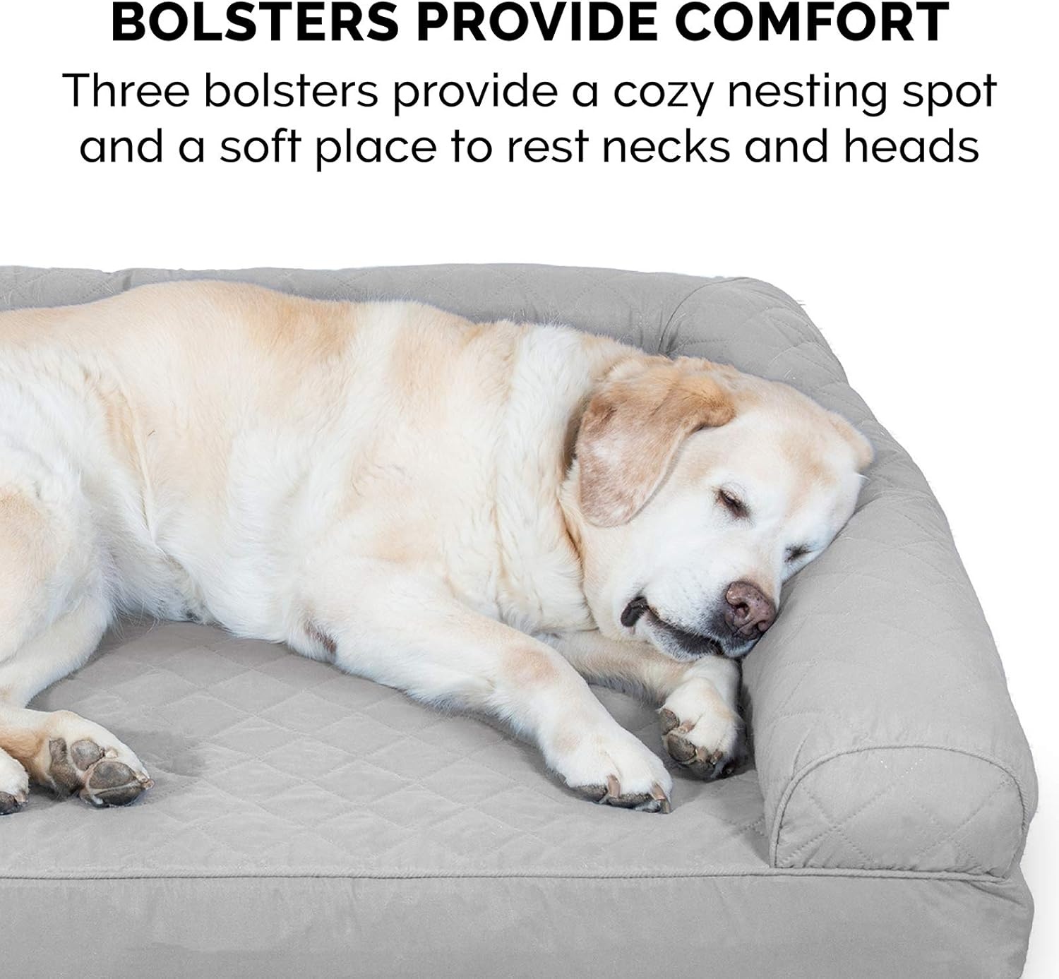 image:imageFurhaven Cooling Gel Dog Bed for Large Dogs w Removable Bolsters amp Washable Cover For Dogs Up to 95 lbs Luxe Faux Fur amp Performance Linen Sofa Charcoal JumboXLSilver Gray
