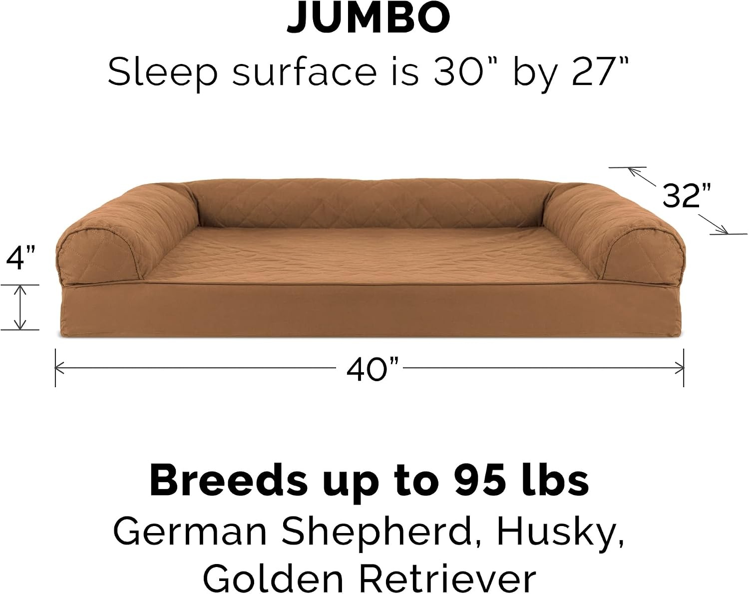 image:imageFurhaven Cooling Gel Dog Bed for Large Dogs w Removable Bolsters amp Washable Cover For Dogs Up to 95 lbs Luxe Faux Fur amp Performance Linen Sofa Charcoal JumboXLToasted Brown