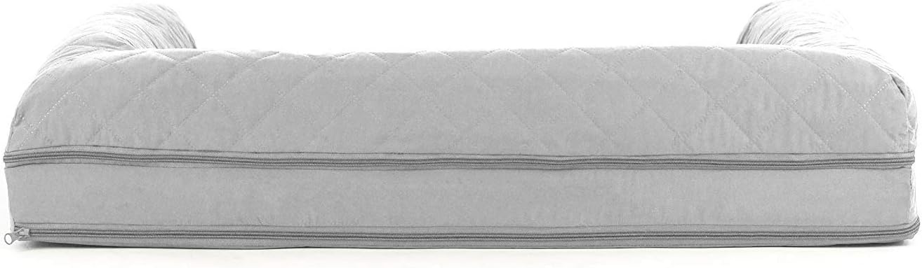 image:imageFurhaven Cooling Gel Dog Bed for Large Dogs w Removable Bolsters amp Washable Cover For Dogs Up to 95 lbs Luxe Faux Fur amp Performance Linen Sofa Charcoal JumboXLSilver Gray