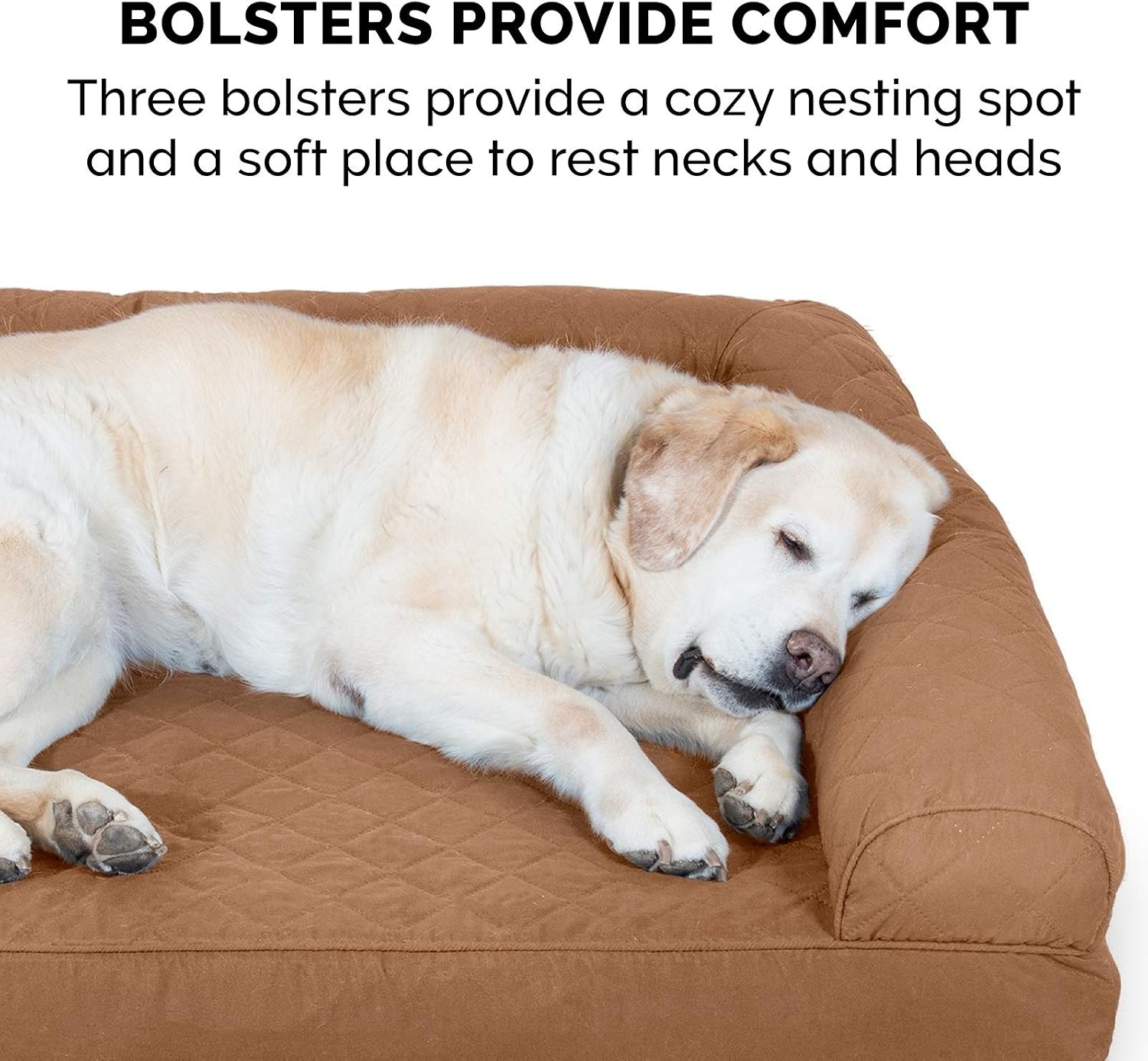 image:imageFurhaven Cooling Gel Dog Bed for Large Dogs w Removable Bolsters amp Washable Cover For Dogs Up to 95 lbs Luxe Faux Fur amp Performance Linen Sofa Charcoal JumboXLToasted Brown