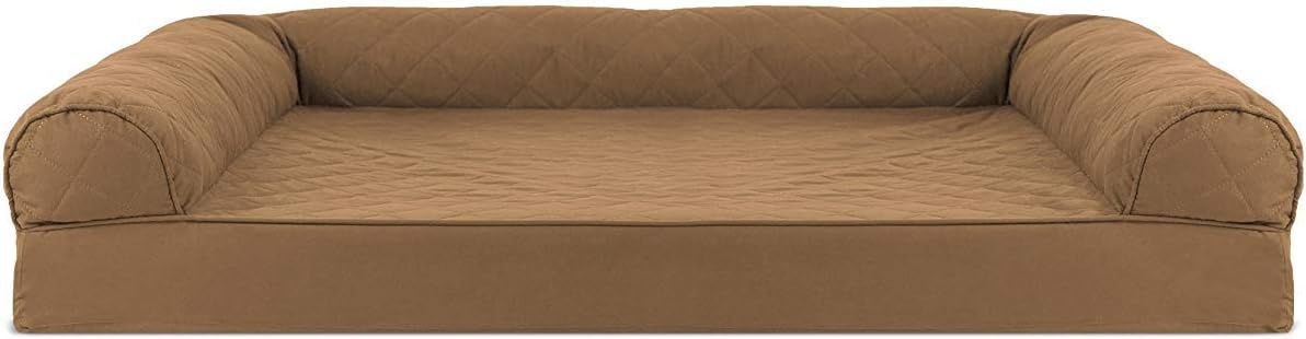 image:imageFurhaven Cooling Gel Dog Bed for Large Dogs w Removable Bolsters amp Washable Cover For Dogs Up to 95 lbs Luxe Faux Fur amp Performance Linen Sofa Charcoal JumboXLToasted Brown