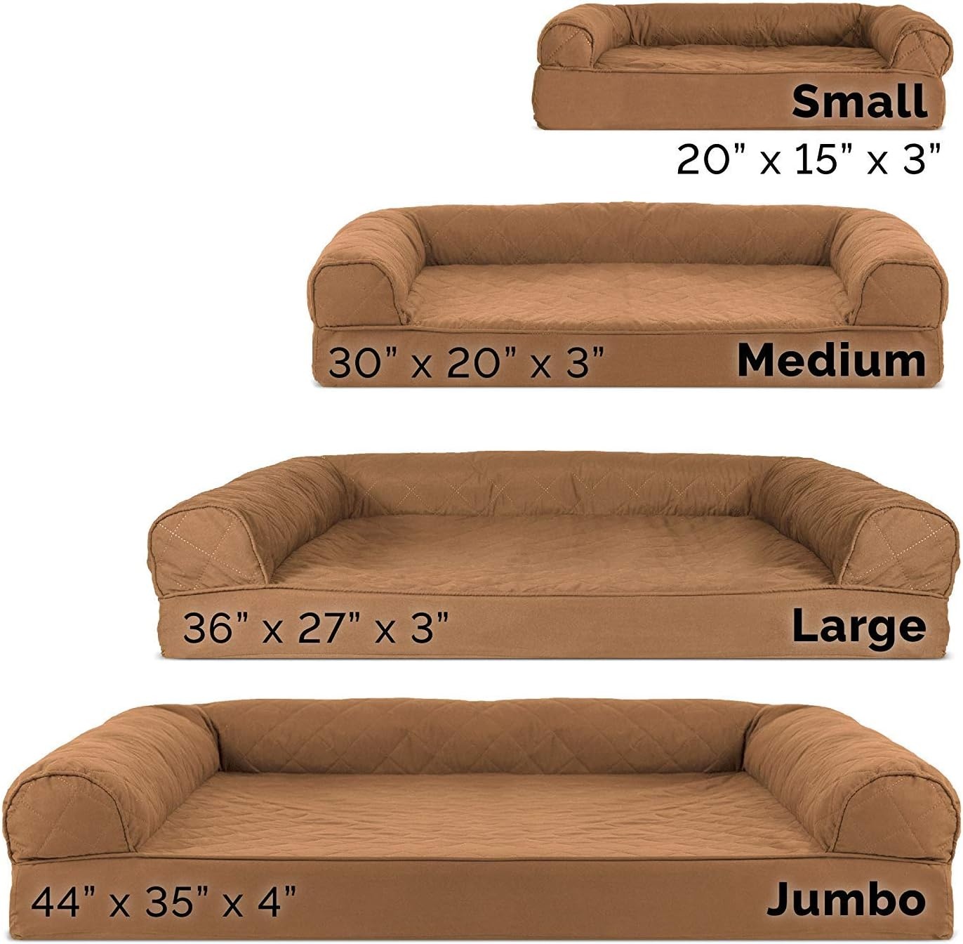 image:imageFurhaven Cooling Gel Dog Bed for Large Dogs w Removable Bolsters amp Washable Cover For Dogs Up to 95 lbs Luxe Faux Fur amp Performance Linen Sofa Charcoal JumboXLToasted Brown