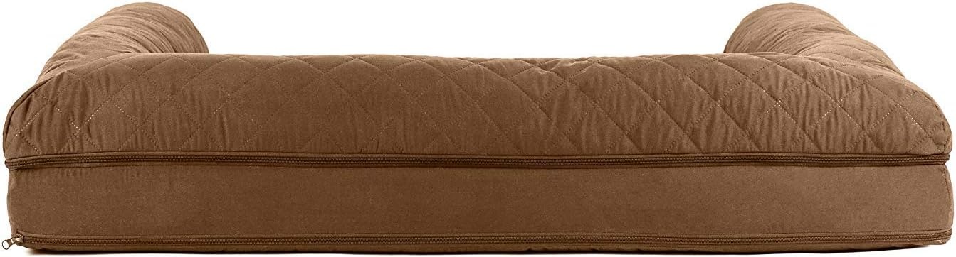 image:imageFurhaven Cooling Gel Dog Bed for Large Dogs w Removable Bolsters amp Washable Cover For Dogs Up to 95 lbs Luxe Faux Fur amp Performance Linen Sofa Charcoal JumboXLToasted Brown