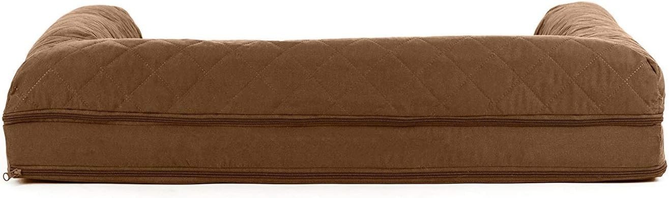 image:imageFurhaven Cooling Gel Dog Bed for Large Dogs w Removable Bolsters amp Washable Cover For Dogs Up to 95 lbs Luxe Faux Fur amp Performance Linen Sofa Charcoal JumboXLToasted Brown