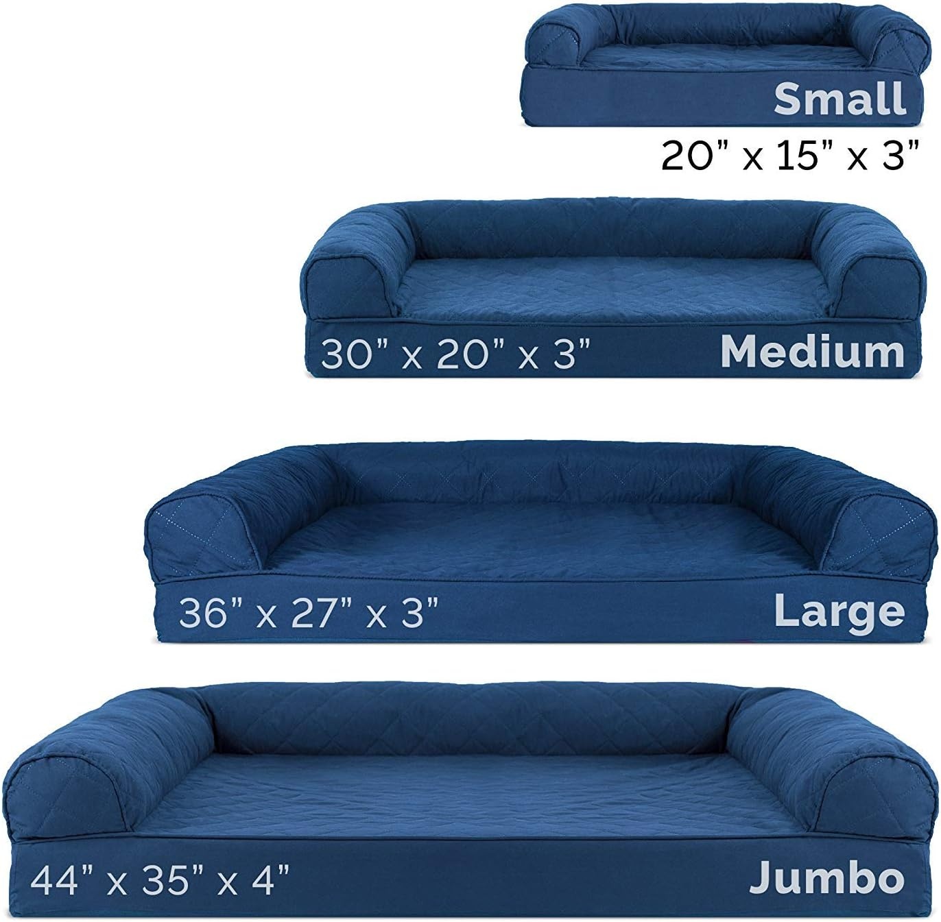 image:imageFurhaven Cooling Gel Dog Bed for Large Dogs w Removable Bolsters amp Washable Cover For Dogs Up to 95 lbs Luxe Faux Fur amp Performance Linen Sofa Charcoal JumboXLNavy Blue
