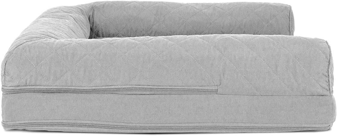 image:imageFurhaven Cooling Gel Dog Bed for Large Dogs w Removable Bolsters amp Washable Cover For Dogs Up to 95 lbs Luxe Faux Fur amp Performance Linen Sofa Charcoal JumboXLSilver Gray