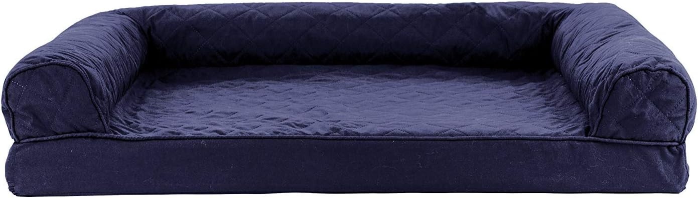 image:imageFurhaven Cooling Gel Dog Bed for Large Dogs w Removable Bolsters amp Washable Cover For Dogs Up to 95 lbs Luxe Faux Fur amp Performance Linen Sofa Charcoal JumboXLNavy Blue