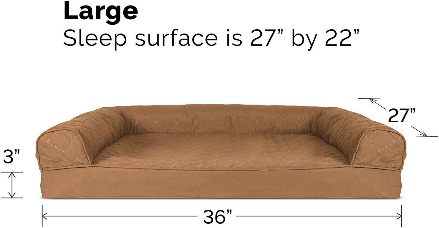 image:imageFurhaven Cooling Gel Dog Bed for Large Dogs w Removable Bolsters amp Washable Cover For Dogs Up to 95 lbs Luxe Faux Fur amp Performance Linen Sofa Charcoal JumboXLToasted Brown