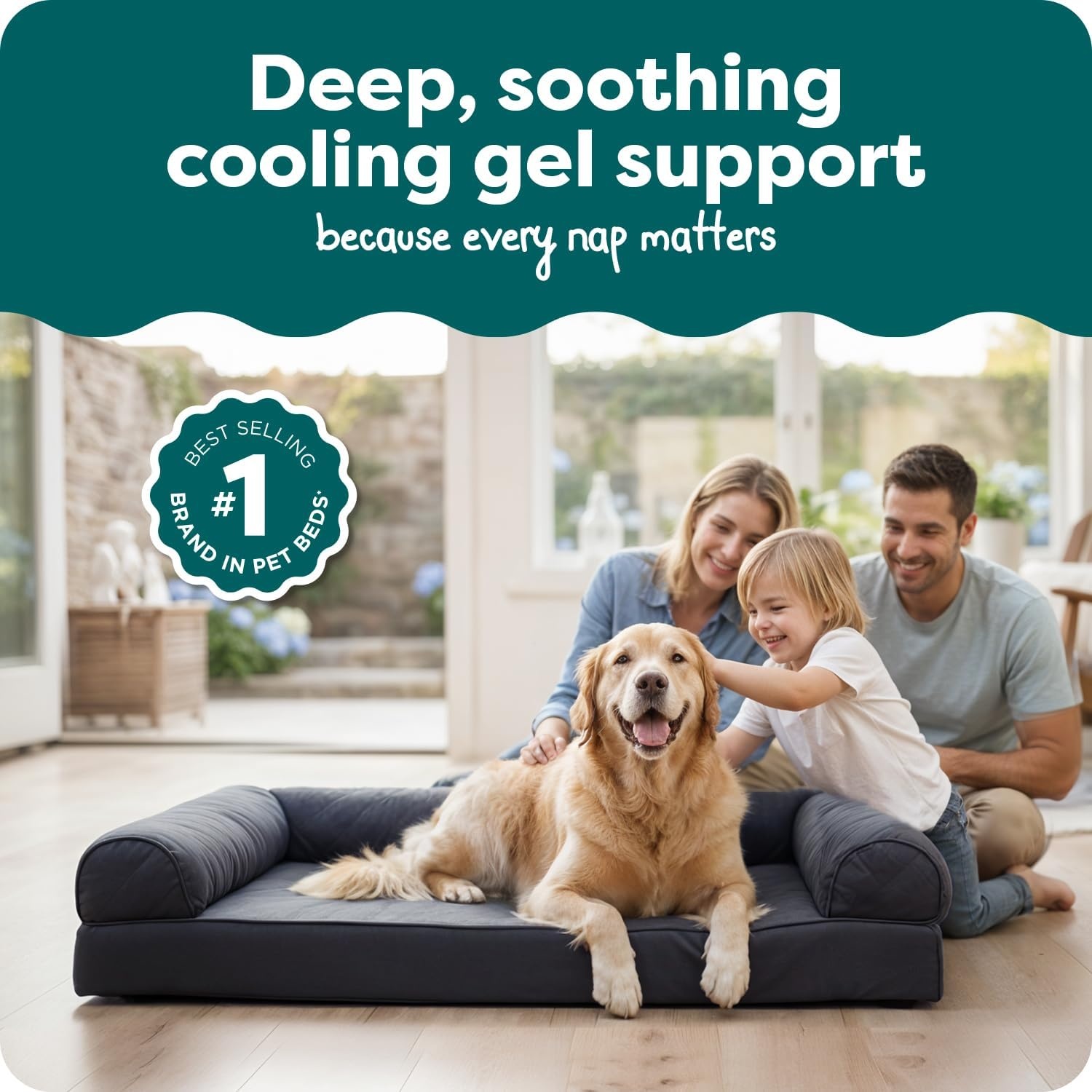 image:imageFurhaven Cooling Gel Dog Bed for Large Dogs w Removable Bolsters amp Washable Cover For Dogs Up to 95 lbs Luxe Faux Fur amp Performance Linen Sofa Charcoal JumboXLIron Gray