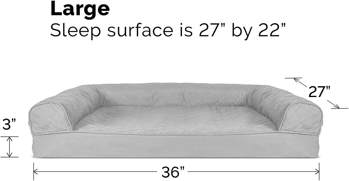 image:imageFurhaven Cooling Gel Dog Bed for Large Dogs w Removable Bolsters amp Washable Cover For Dogs Up to 95 lbs Luxe Faux Fur amp Performance Linen Sofa Charcoal JumboXLSilver Gray