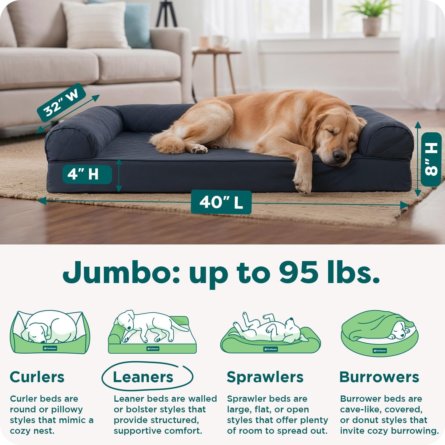 image:imageFurhaven Cooling Gel Dog Bed for Large Dogs w Removable Bolsters amp Washable Cover For Dogs Up to 95 lbs Luxe Faux Fur amp Performance Linen Sofa Charcoal JumboXLIron Gray