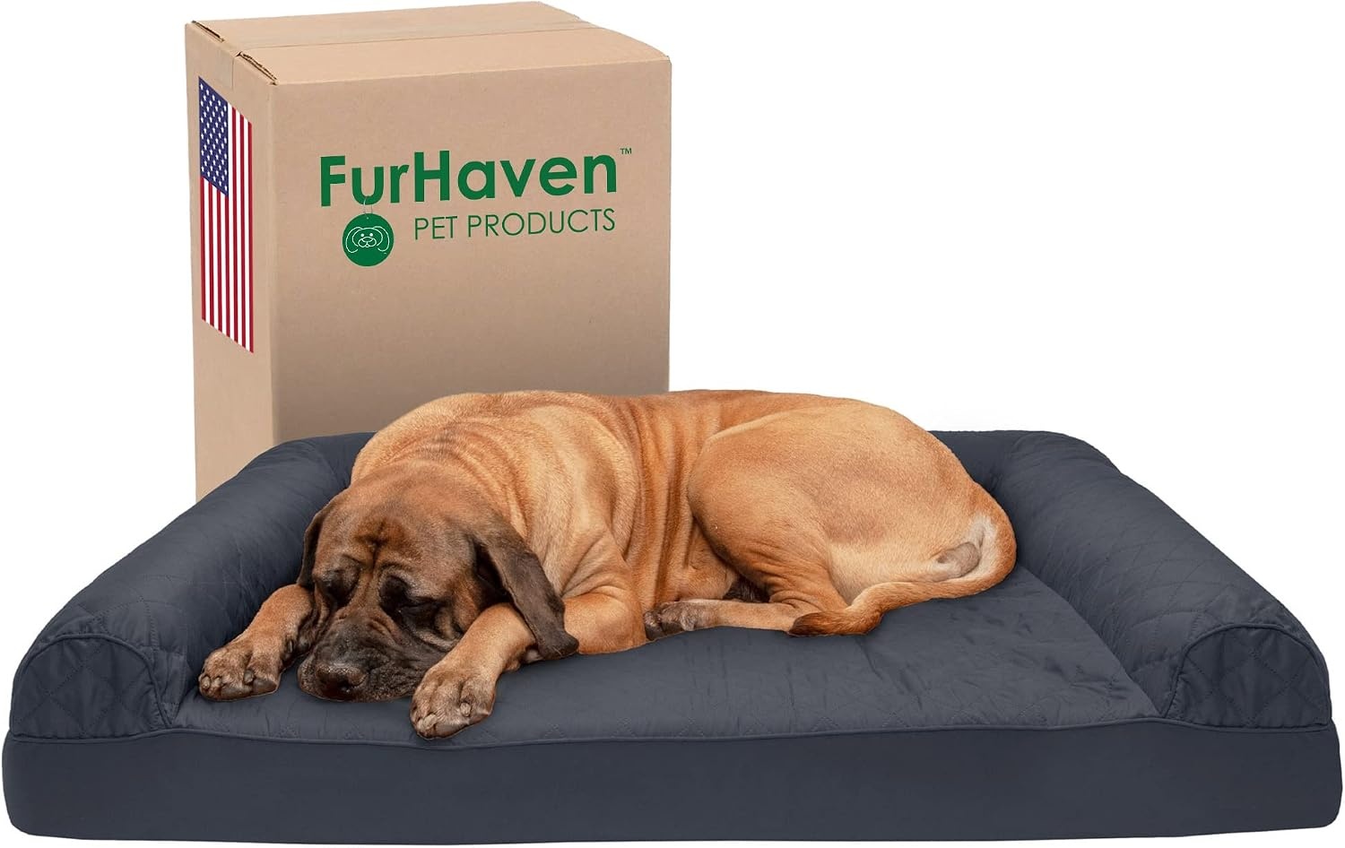 image:imageFurhaven Cooling Gel Dog Bed for Large Dogs w Removable Bolsters amp Washable Cover For Dogs Up to 95 lbs Luxe Faux Fur amp Performance Linen Sofa Charcoal JumboXLIron Gray