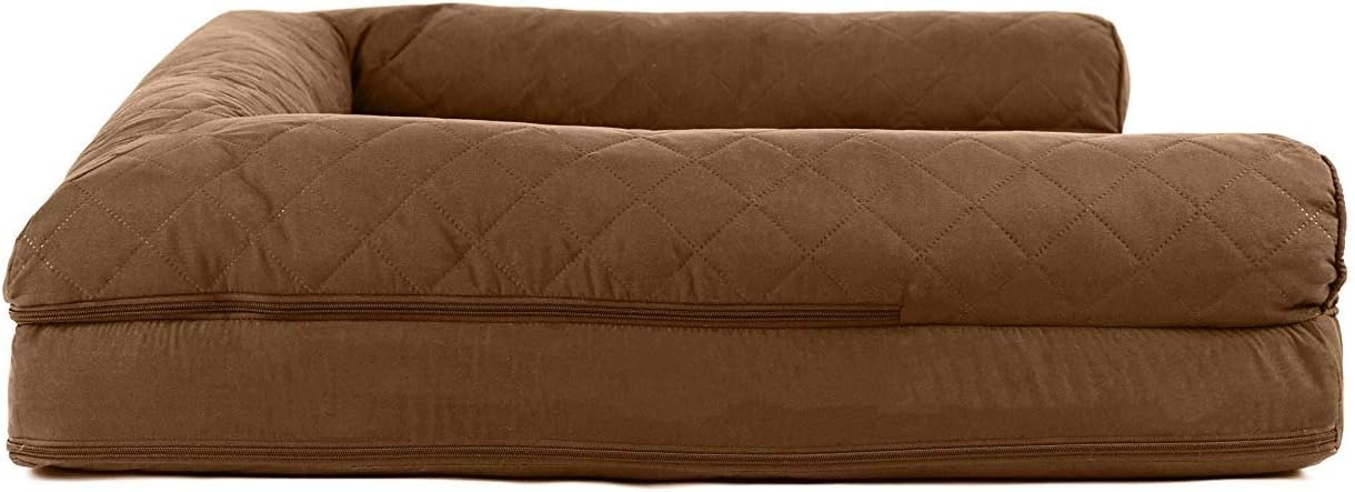 image:imageFurhaven Cooling Gel Dog Bed for Large Dogs w Removable Bolsters amp Washable Cover For Dogs Up to 95 lbs Luxe Faux Fur amp Performance Linen Sofa Charcoal JumboXLToasted Brown