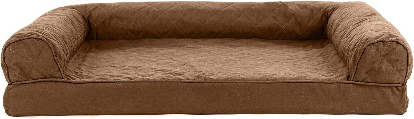 image:imageFurhaven Cooling Gel Dog Bed for Large Dogs w Removable Bolsters amp Washable Cover For Dogs Up to 95 lbs Luxe Faux Fur amp Performance Linen Sofa Charcoal JumboXLToasted Brown