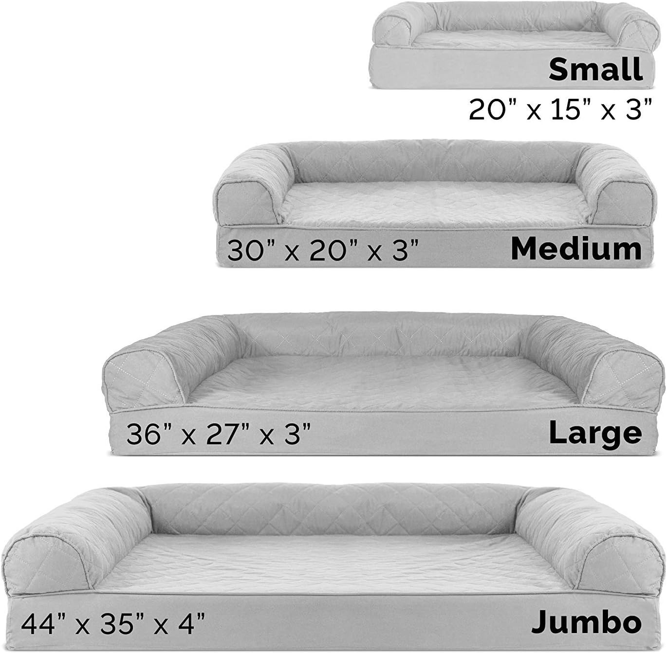 image:imageFurhaven Cooling Gel Dog Bed for Large Dogs w Removable Bolsters amp Washable Cover For Dogs Up to 95 lbs Luxe Faux Fur amp Performance Linen Sofa Charcoal JumboXLSilver Gray