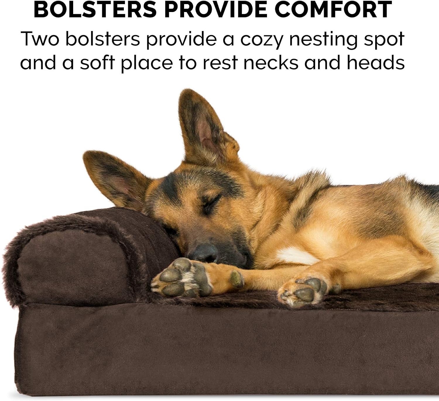 image:imageFurhaven Memory Foam Dog Bed for Large Dogs w Removable Bolsters amp Washable Cover For Dogs Up to 95 lbs TwoTone Plush Faux Fur amp Suede L Shaped Chaise Stone Gray JumboXLTwoTone Faux Fur Suede Stone Gray