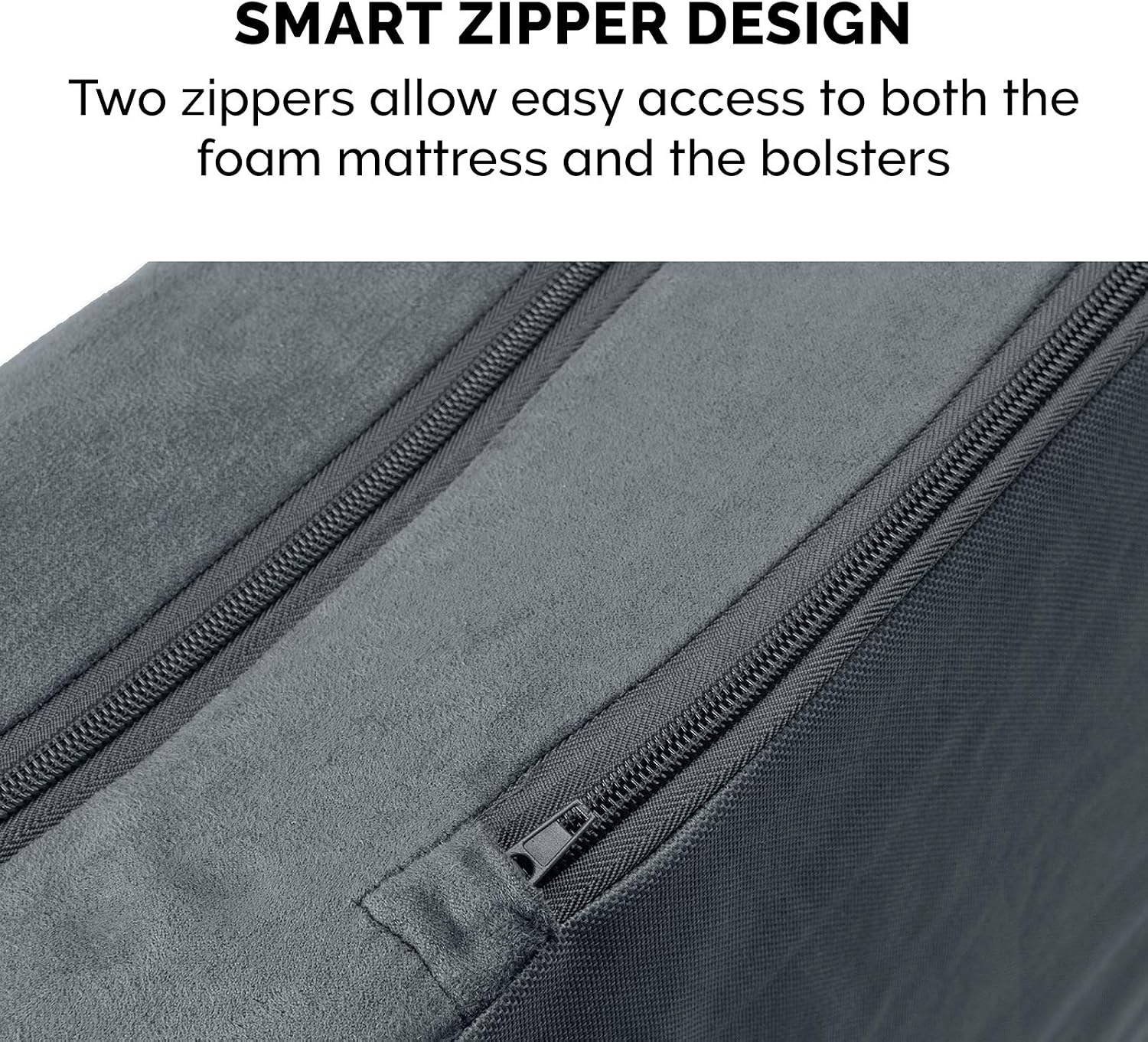 image:imageFurhaven Memory Foam Dog Bed for Large Dogs w Removable Bolsters amp Washable Cover For Dogs Up to 95 lbs TwoTone Plush Faux Fur amp Suede L Shaped Chaise Stone Gray JumboXLQuilted Paw Bluestone