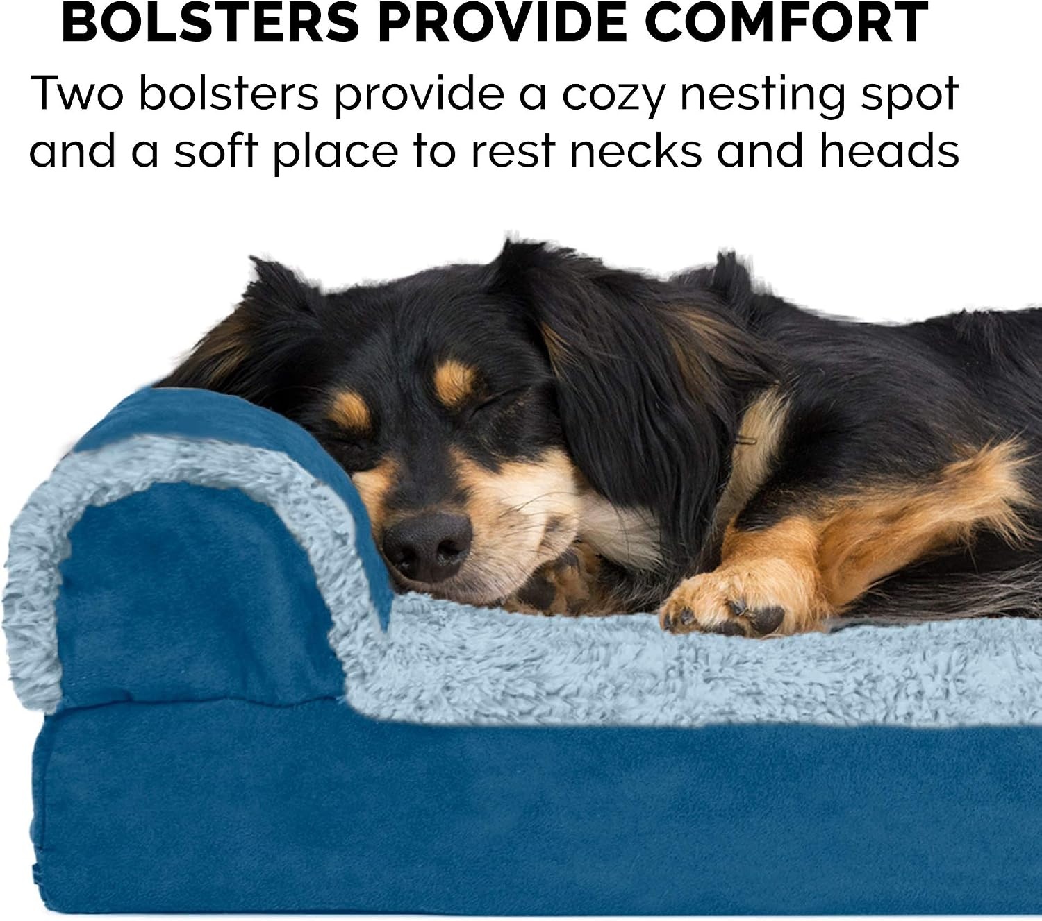 image:imageFurhaven Memory Foam Dog Bed for Large Dogs w Removable Bolsters amp Washable Cover For Dogs Up to 95 lbs TwoTone Plush Faux Fur amp Suede L Shaped Chaise Stone Gray JumboXLPlush Velvet Sable Brown