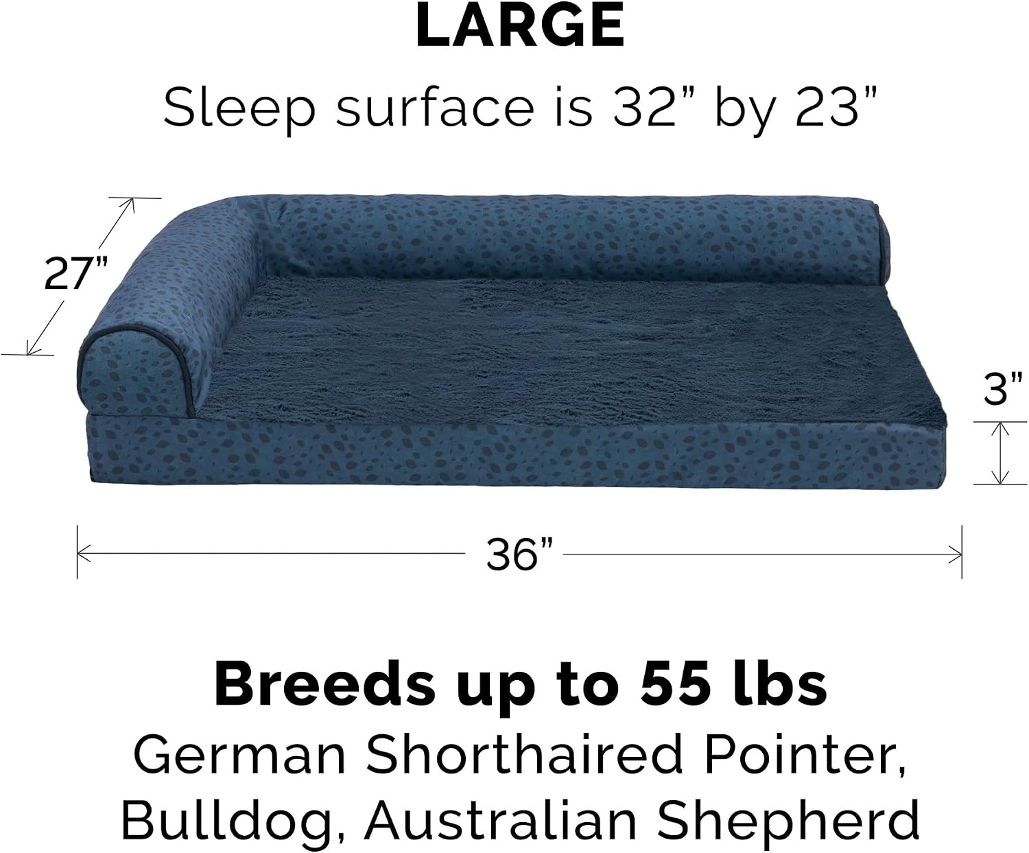 image:imageFurhaven Memory Foam Dog Bed for Large Dogs w Removable Bolsters amp Washable Cover For Dogs Up to 95 lbs TwoTone Plush Faux Fur amp Suede L Shaped Chaise Stone Gray JumboXLPlush Almond Print Blue Almonds