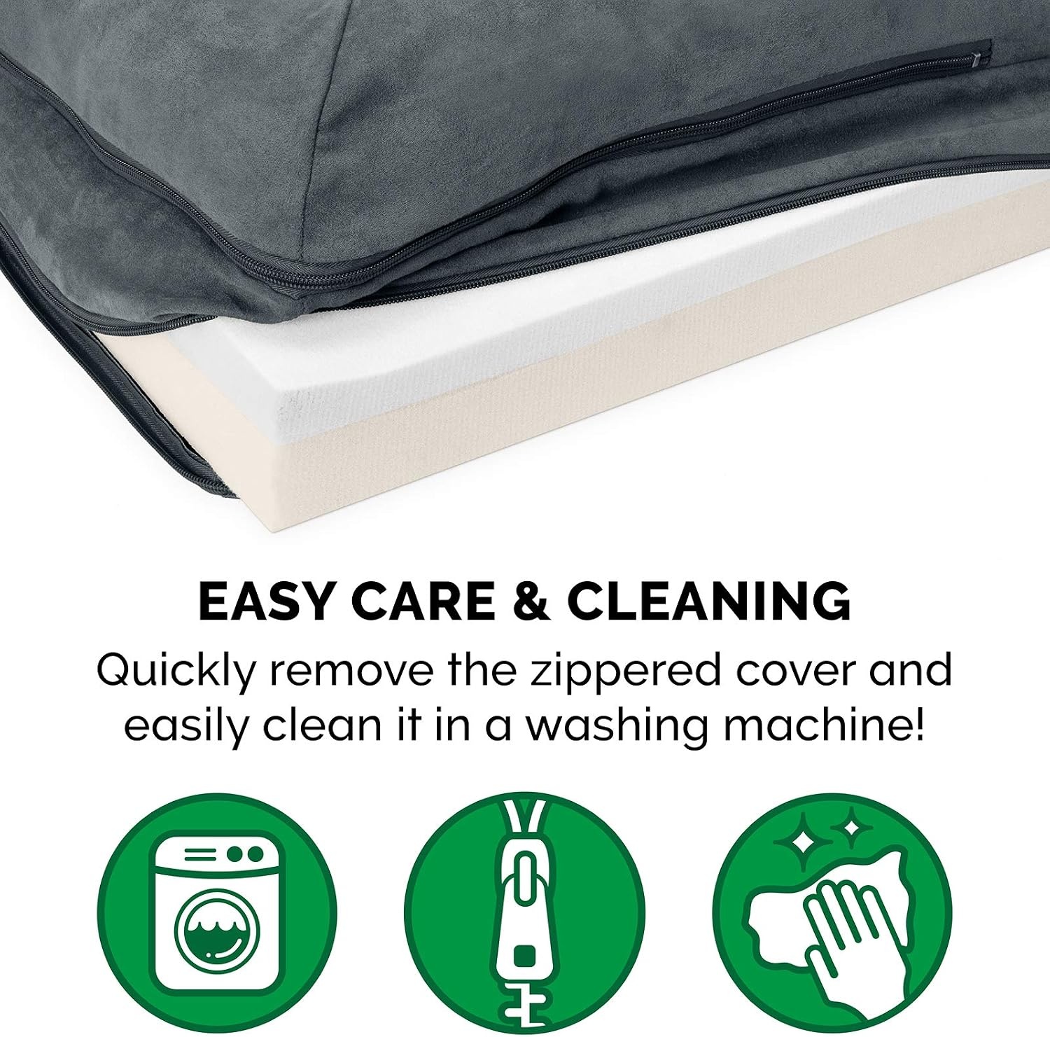 image:imageFurhaven Memory Foam Dog Bed for Large Dogs w Removable Bolsters amp Washable Cover For Dogs Up to 95 lbs TwoTone Plush Faux Fur amp Suede L Shaped Chaise Stone Gray JumboXLTwoTone Faux Fur Suede Stone Gray