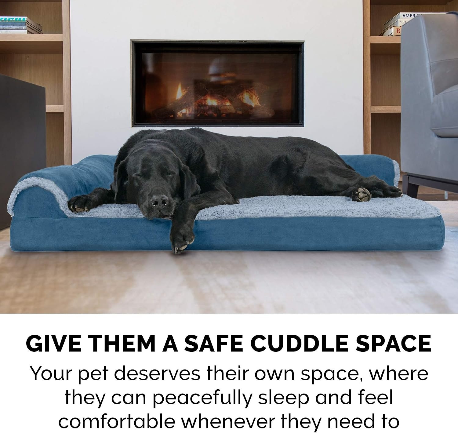image:imageFurhaven Memory Foam Dog Bed for Large Dogs w Removable Bolsters amp Washable Cover For Dogs Up to 95 lbs TwoTone Plush Faux Fur amp Suede L Shaped Chaise Stone Gray JumboXLPlush Velvet Sable Brown