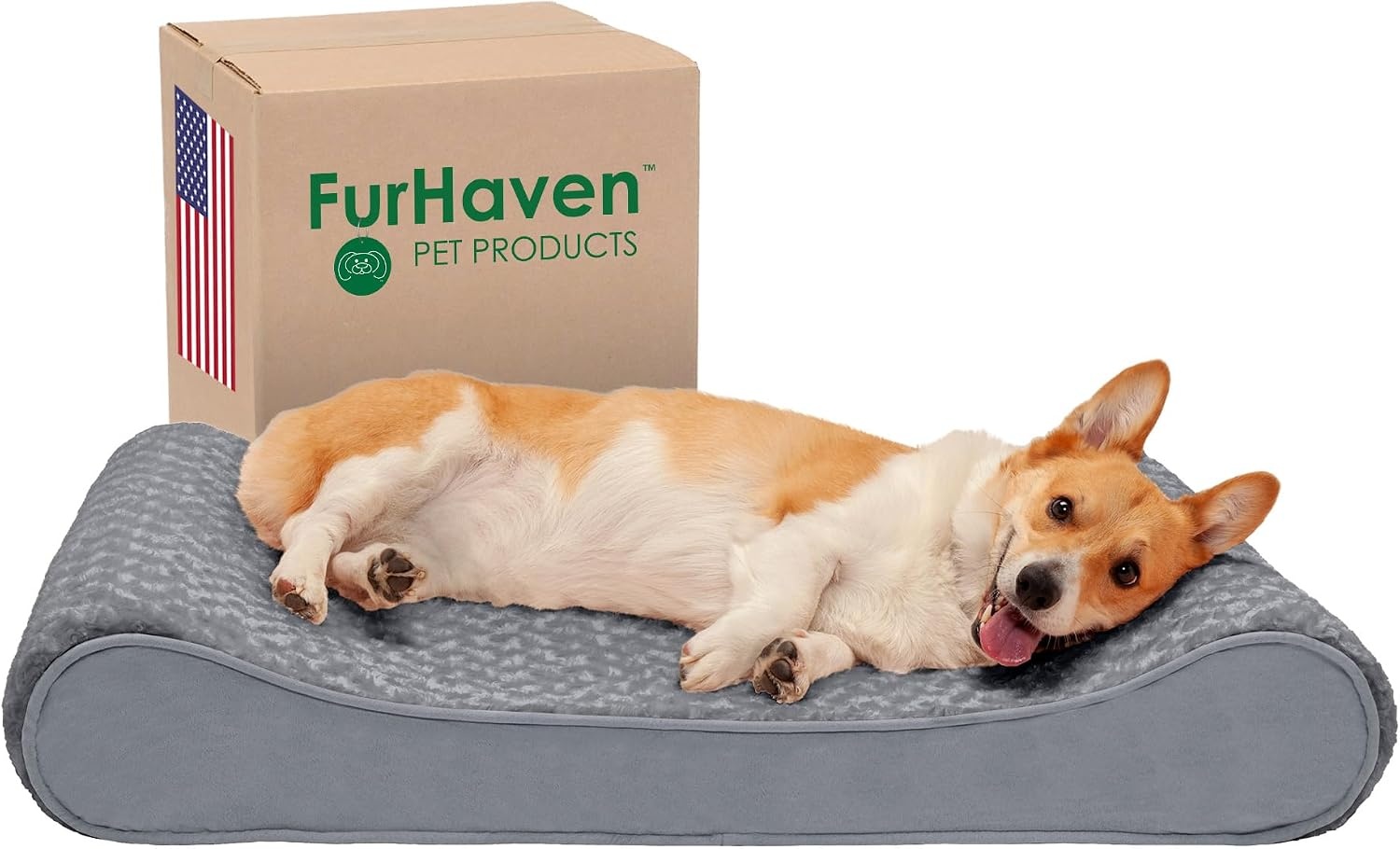 image:imageFurhaven Memory Foam Dog Bed for Large Dogs w Removable Washable Cover For Dogs Up to 75 lbs Ultra Plush Faux Fur amp Suede Luxe Lounger Contour Mattress Gray JumboXLGray