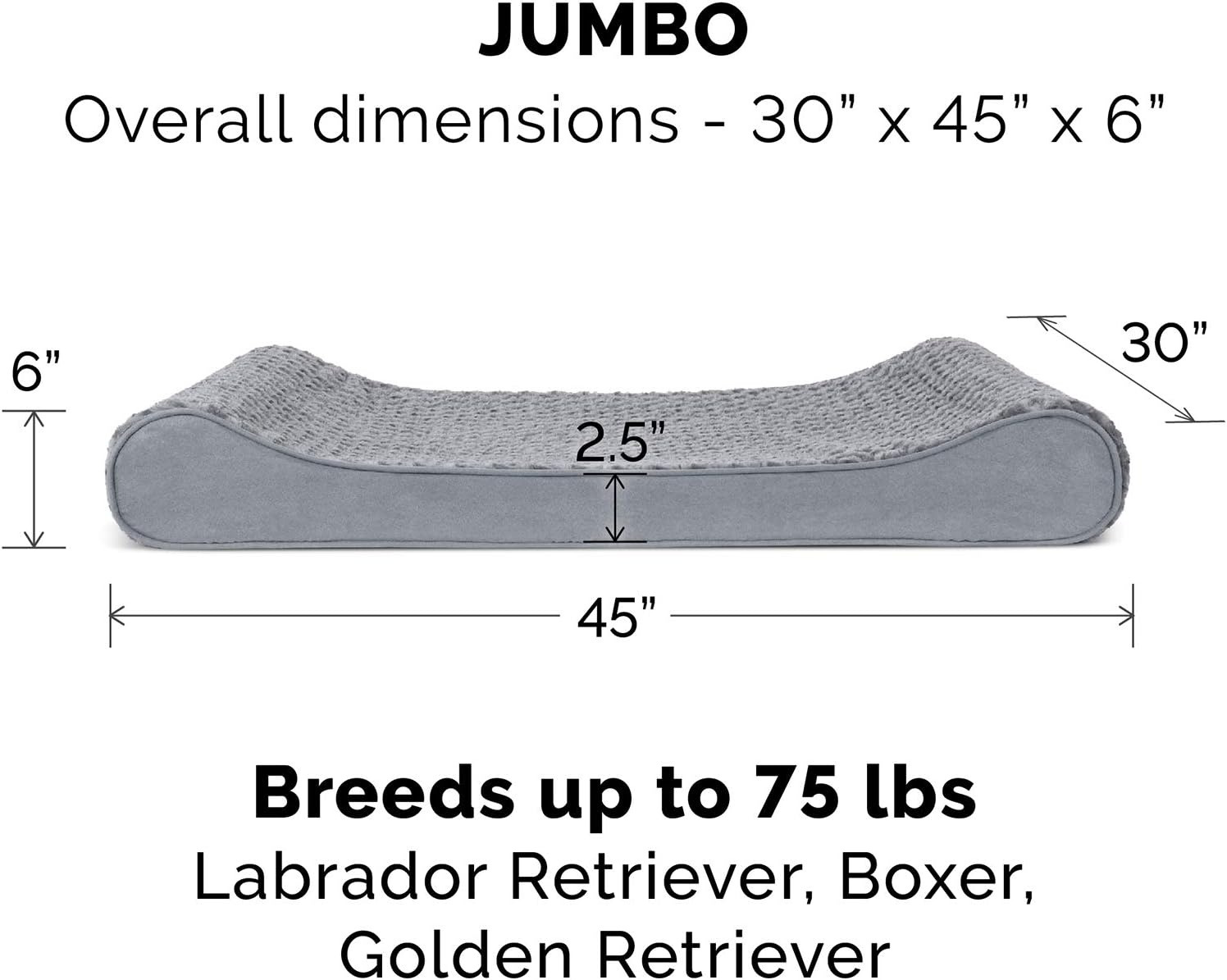 image:imageFurhaven Memory Foam Dog Bed for Large Dogs w Removable Washable Cover For Dogs Up to 75 lbs Ultra Plush Faux Fur amp Suede Luxe Lounger Contour Mattress Gray JumboXLGray