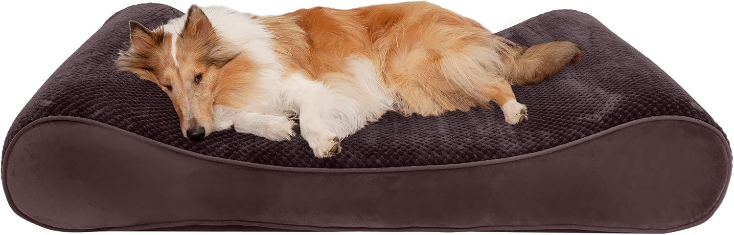 image:imageFurhaven Memory Foam Dog Bed for Large Dogs w Removable Washable Cover For Dogs Up to 75 lbs Ultra Plush Faux Fur amp Suede Luxe Lounger Contour Mattress Gray JumboXLEspresso