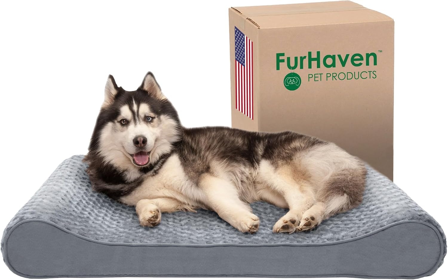 image:imageFurhaven Memory Foam Dog Bed for Large Dogs w Removable Washable Cover For Dogs Up to 75 lbs Ultra Plush Faux Fur amp Suede Luxe Lounger Contour Mattress Gray JumboXLGray