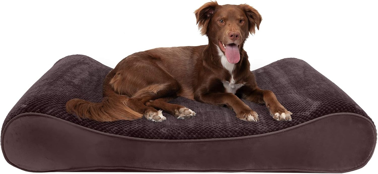image:imageFurhaven Memory Foam Dog Bed for Large Dogs w Removable Washable Cover For Dogs Up to 75 lbs Ultra Plush Faux Fur amp Suede Luxe Lounger Contour Mattress Gray JumboXLEspresso