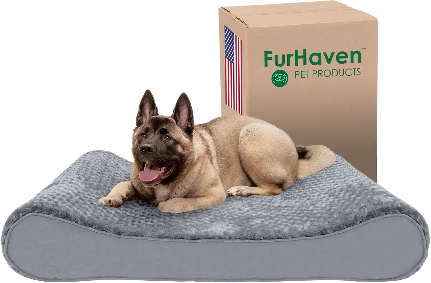 image:imageFurhaven Memory Foam Dog Bed for Large Dogs w Removable Washable Cover For Dogs Up to 75 lbs Ultra Plush Faux Fur amp Suede Luxe Lounger Contour Mattress Gray JumboXLGray