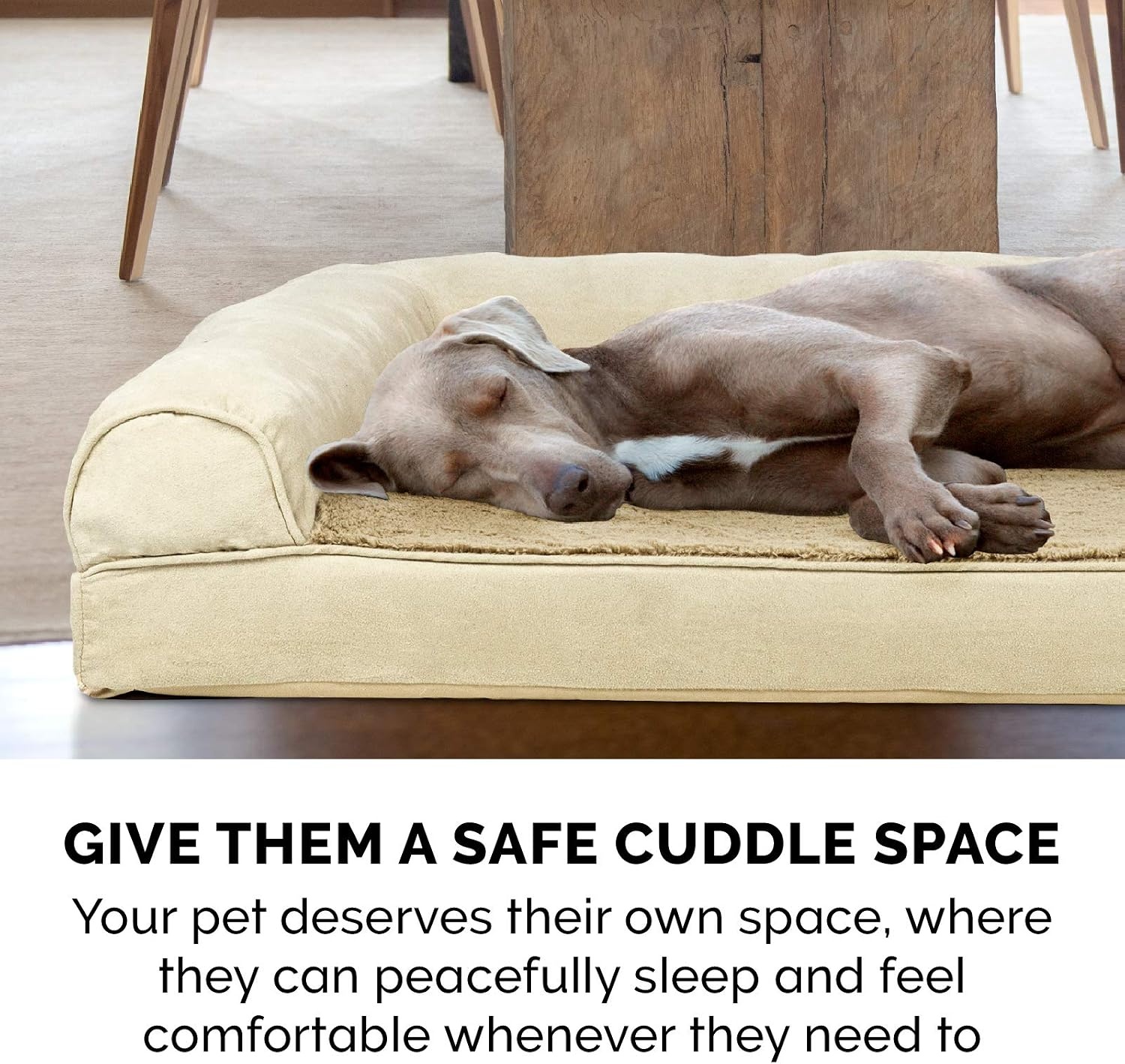 image:imageFurhaven Memory Foam Dog Bed for Large Dogs w Removable Washable Cover For Dogs Up to 75 lbs Ultra Plush Faux Fur amp Suede Luxe Lounger Contour Mattress Gray JumboXLClay Plush Suede