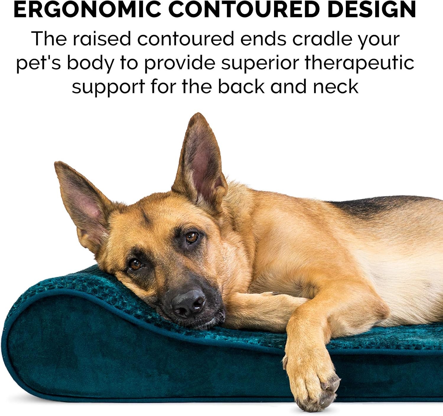 image:imageFurhaven Memory Foam Dog Bed for Large Dogs w Removable Washable Cover For Dogs Up to 75 lbs Ultra Plush Faux Fur amp Suede Luxe Lounger Contour Mattress Gray JumboXLSpruce Blue