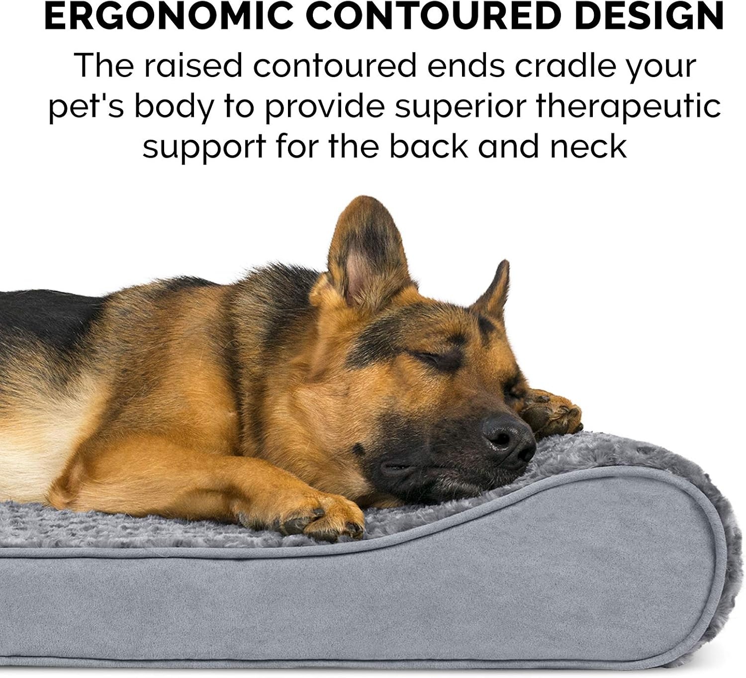 image:imageFurhaven Memory Foam Dog Bed for Large Dogs w Removable Washable Cover For Dogs Up to 75 lbs Ultra Plush Faux Fur amp Suede Luxe Lounger Contour Mattress Gray JumboXLGray