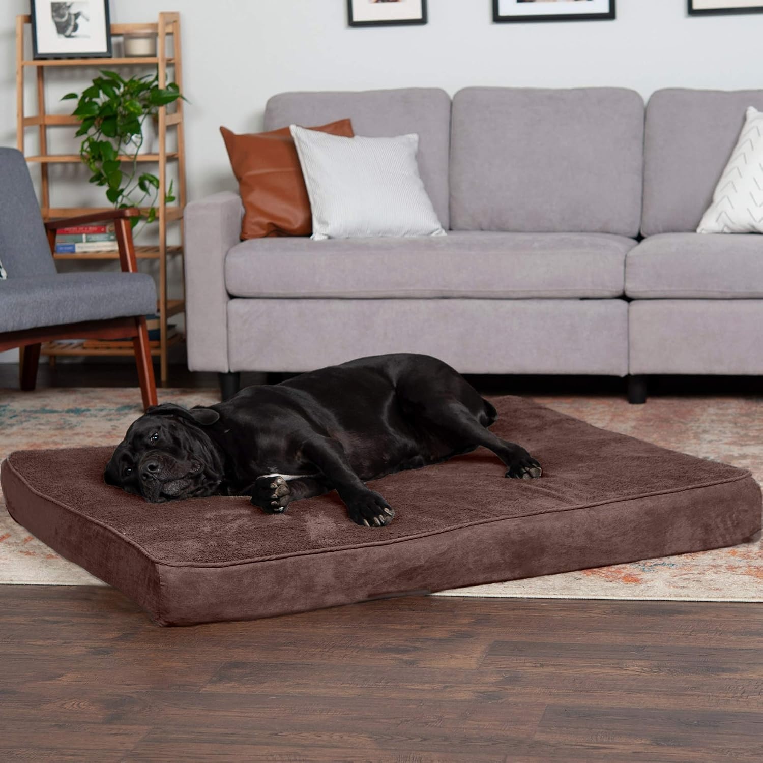 image:imageFurhaven Orthopedic Dog Bed Classic Cushion with Plush Tufted Top Supportive Foam Mattress Removable Washable Cover Joint Relief Gray LargeEspresso