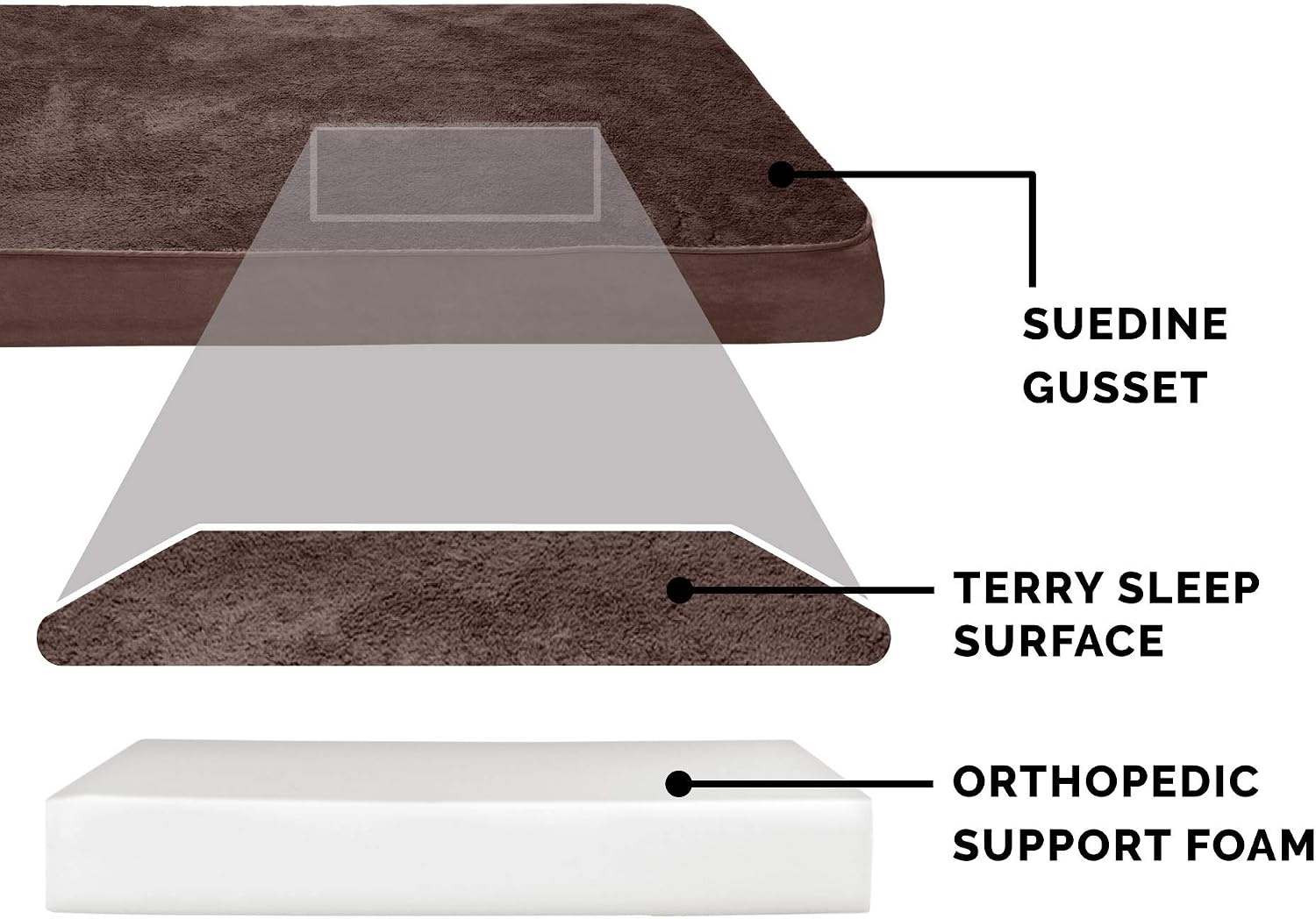 image:imageFurhaven Orthopedic Dog Bed Classic Cushion with Plush Tufted Top Supportive Foam Mattress Removable Washable Cover Joint Relief Gray LargeEspresso
