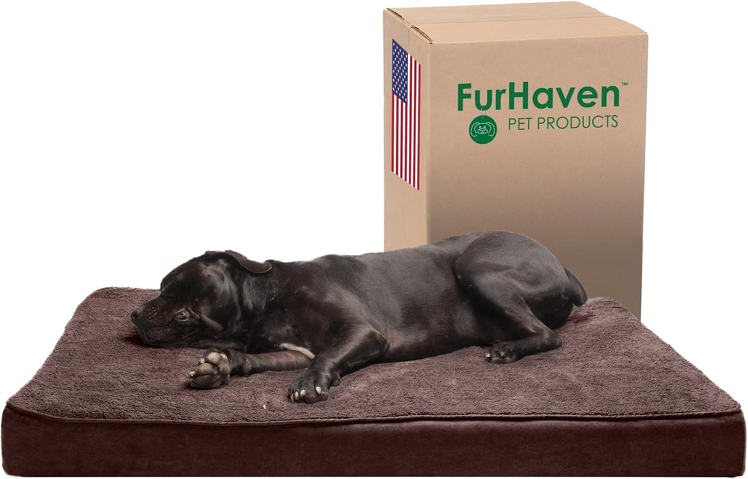 image:imageFurhaven Orthopedic Dog Bed Classic Cushion with Plush Tufted Top Supportive Foam Mattress Removable Washable Cover Joint Relief Gray LargeEspresso