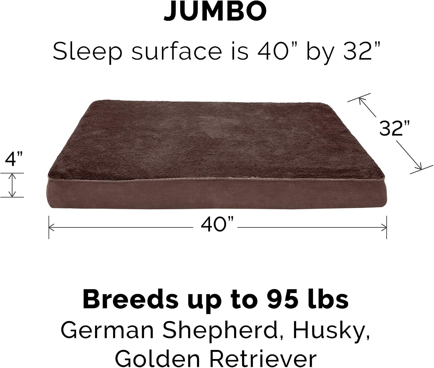 image:imageFurhaven Orthopedic Dog Bed Classic Cushion with Plush Tufted Top Supportive Foam Mattress Removable Washable Cover Joint Relief Gray LargeEspresso