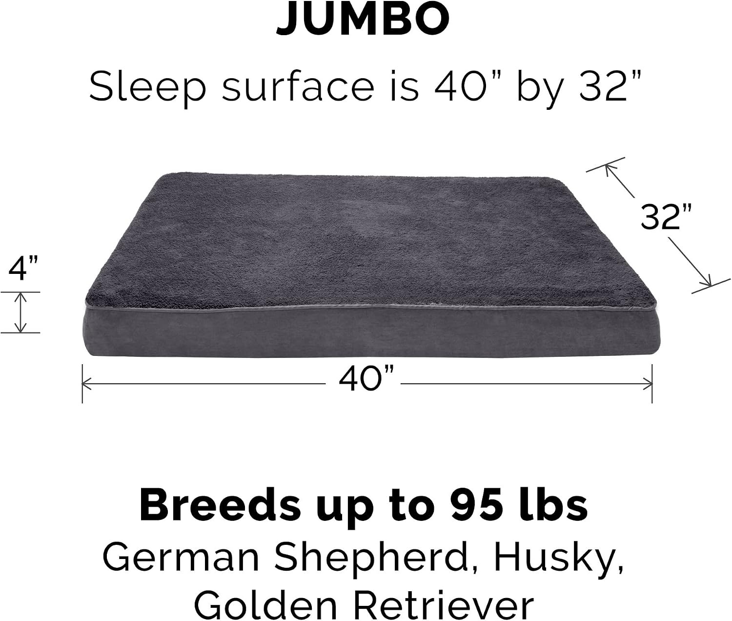 image:imageFurhaven Orthopedic Dog Bed Classic Cushion with Plush Tufted Top Supportive Foam Mattress Removable Washable Cover Joint Relief Gray LargeGray