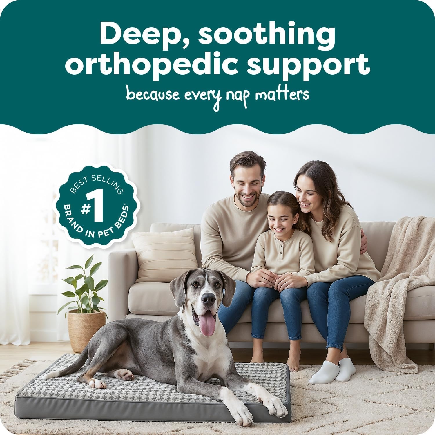 image:imageFurhaven Orthopedic Dog Bed Classic Cushion with Plush Tufted Top Supportive Foam Mattress Removable Washable Cover Joint Relief Gray LargeGray