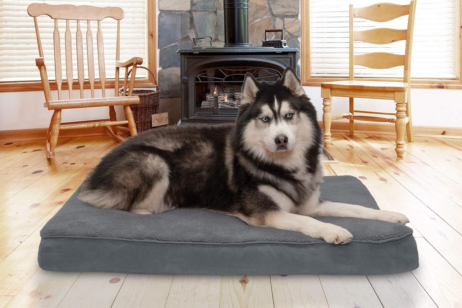 image:imageFurhaven Orthopedic Dog Bed Classic Cushion with Plush Tufted Top Supportive Foam Mattress Removable Washable Cover Joint Relief Gray LargeGray