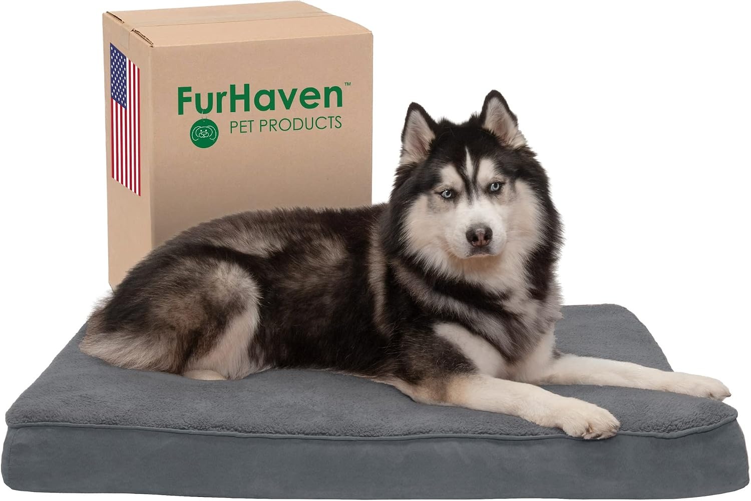 image:imageFurhaven Orthopedic Dog Bed Classic Cushion with Plush Tufted Top Supportive Foam Mattress Removable Washable Cover Joint Relief Gray LargeGray