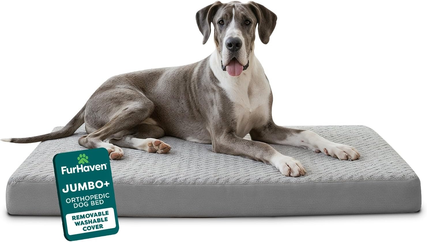 image:imageFurhaven Orthopedic Dog Bed Classic Cushion with Plush Tufted Top Supportive Foam Mattress Removable Washable Cover Joint Relief Gray LargeGray
